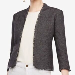 Ann Taylor Factory Grid Stitch Bolero Blazer Jacket, subtle fringe
